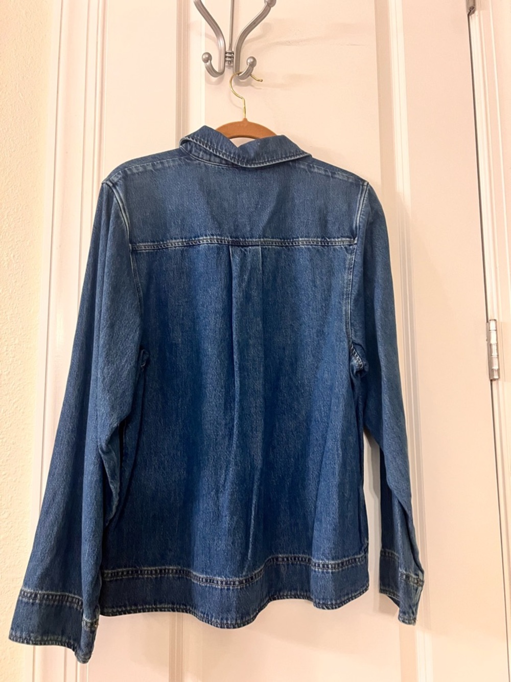 COS Blue Denim Half-Zip Long Sleeve Top - Picture 2 of 2